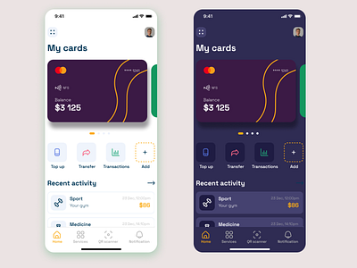 Finance App Design app dark fintech mobile mobile app online banking