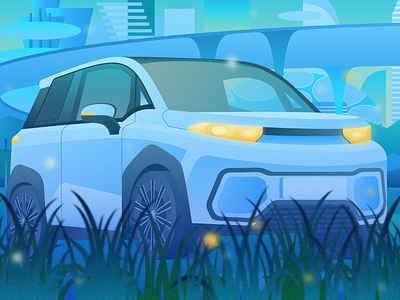 electric car created by KAMAZ ecology electric car energy grain illustration illustrator vector