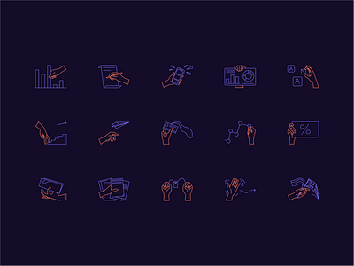 hand icons branding business dark design icons illustration startup support service vector