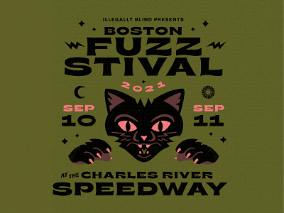 Fuzzstival '21 2021 boston branding brice cat charles river speedway eyes festival fuzzstival gig poster illustration meow poster design typography
