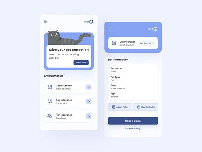 Pet Insurance app clean clean ui design home home screen interface light ui mobile mobile app mobile app design mobile design mobile ui ui ui design ux white