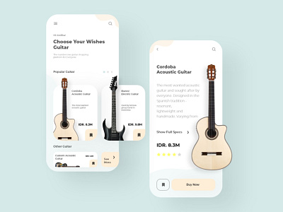 Guitar Online Shop App app clean design ios minimal mobile ui ux