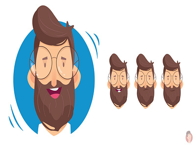 Bearded man Character animation avatar bearded brand branding character design illustration logo man vector