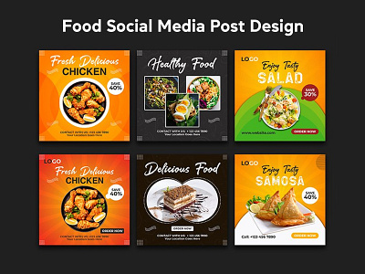 Food Restaurant Social Media Post Design Template.