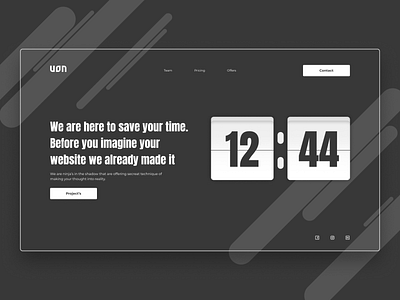 UON Solution clock dark design figma hero hero image redesign concept time typography ui ux vector web web design websites