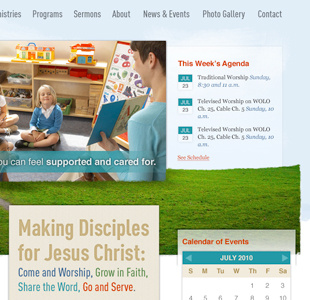 Website sketch for a church