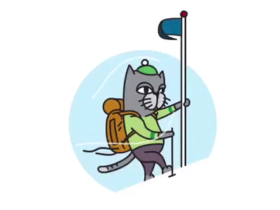 Climb Mount Meow 2d animation cat hiking illustration meow motion mountain windy