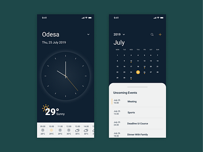 Calendar app for IOS app calendar app concept flat minimal mobile mobile app time ui ui design uiux weather
