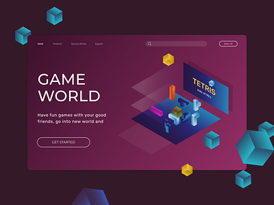 Game world concept concept figma game art game concept games gaming illustraion illustrator isometric isometric illustration tetris ui ui design uiux web app web design web game website website design