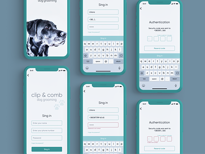 Sing in form for Dog Grooming app authentication concept dog figma grooming ios 13 ios app minimal mobile mobile app registration form registration page sing in sing up ui ui design uiux ux design uxdesign