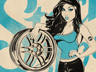 Wheel Girl auto girl illustration pinup race retro rpf1 sexy vintage wheel