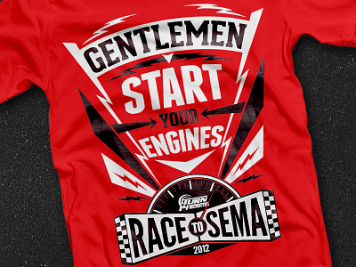 Race to SEMA Shirt arrow automotive gauge lightening propaganda race sema shirt