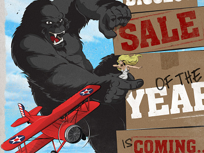 King Kong biplane girl gorilla illustration king kong movie monster movie poster plane poster vintage