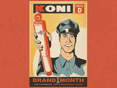 Vintage Koni Poster auto automotive illustration koni performance retro shocks texture vintage
