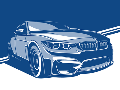 BMW M3 bimmer blue bmw car f80 illustration m3 stylized