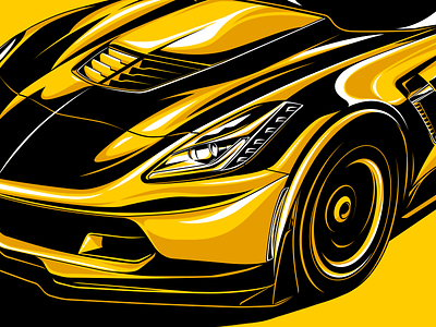 Corvette Z06 black yellow car corvette illustration sports car stylized vector