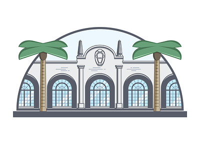 Casa Marina building clean florida illustration line drawing minimalist palm tree stylized