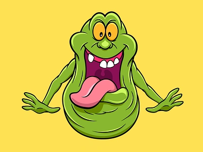 Slimer! cartoon ghost ghostbusters illustration party slimer the real ghostbusters vector