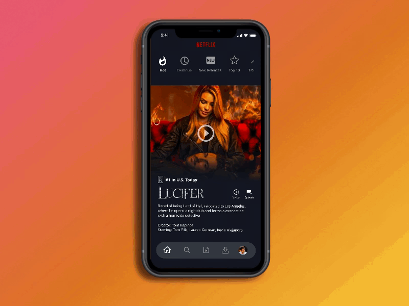 Netflix app redesign adobe xd anchor app auto animate design iphone mockup free netflix scroll social media ui