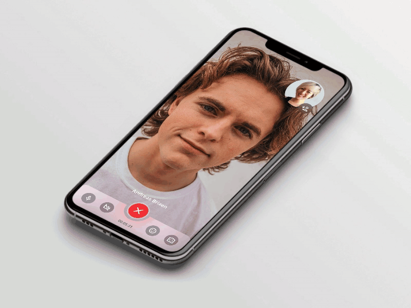 Video Chat adobe xd app auto animate button design emoji hover state iphone x social media stickers ui video chat