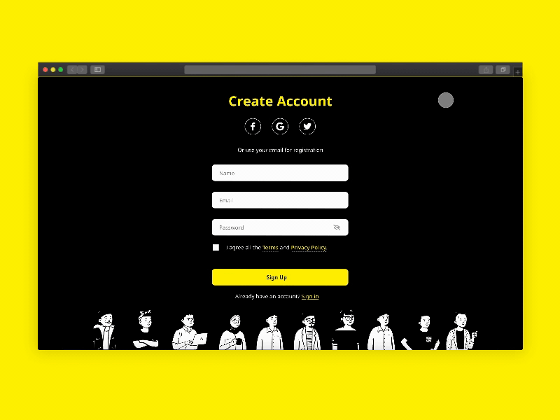 Sign up Form adobe xd dailyui dailyui 001 log in registration sign in sign up sign up form social media socialmedia ui ui design ux uxui web