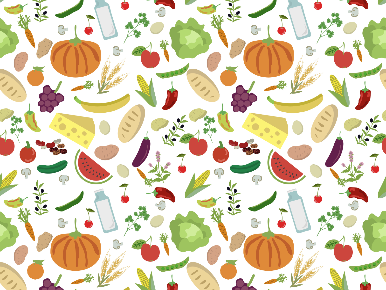 Healthy food pattern by Margarita Starchenko on Dribbble