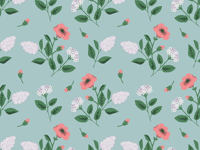Spring flowers blue floral flower lilac pattern pink rose seamless seamless pattern spring texture white