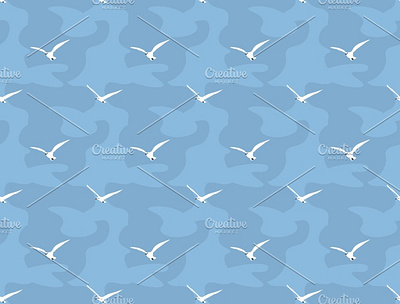 Seagulls pattern birds pattern sea seagulls seamless surface design water