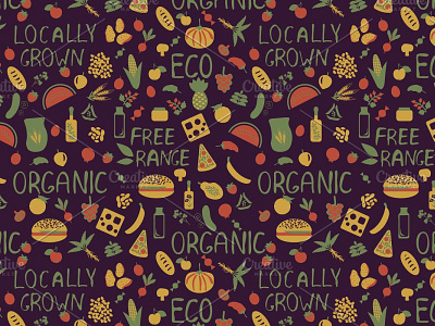 Food pattern cartoon fruit health meal organic organic food pattern seamless simple texture vegetable