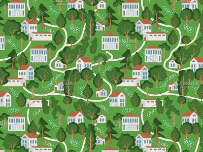 Town seamless pattern