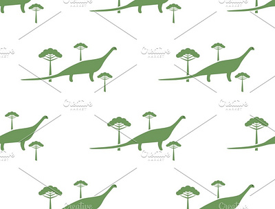 Diplodock and araucaria araucaria decorative dino dinosaur pattern prehistoric seamless surface design texture