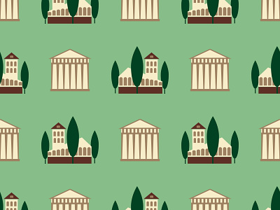 Seamless city ancient city green home house pattern seamless surface design texture town tree