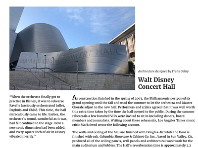 Walt Disney Concert Hall 100 layouts project css grid