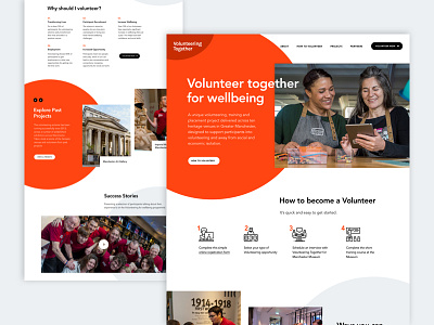 Volunteering Together - Homepage charity clean desktop homepage orange responsive ui ux volunteering web web design website white