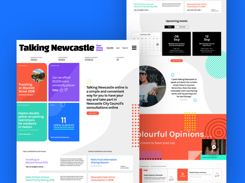 Talking Newcastle forum community concept opinion colour white clean responsive homepage desktop web ux website ui