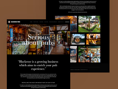 Blackrose Pubs brown desktop homepage pub responsive ui ux web web design website