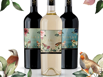 Avialae - Wine Label Design birds branding china flowers graphic design illustration label label design logo logo design packaging portugal wine