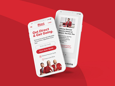 Direct Auto Insurance app auto brand branding design digital design direct graphic design identity insurance mobile mock red swoosh ui uidesign uiux ux web webdesign