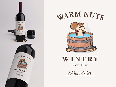 Wine Bottle Label Design for Warm Nuts Winery 🍷🐿️