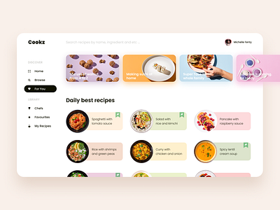 Recipe App UI app bright color cook cookbook cooking cooking app design food food app menu recipe recipe app recipe book typography ui web