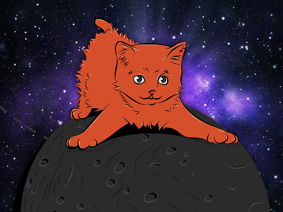 A Tad Lost cat cute illustration illustrator kitten kitty meow space