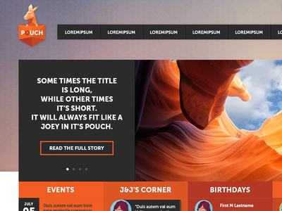 Pouch Homepage design flat intranet layout modern web design ui