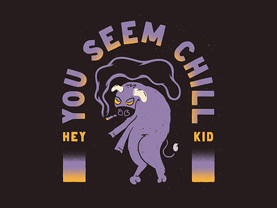 👋 Hey Kid! You seem chill 🐃 apparel bull gradient illustration noise purple shirt smoking texture vector