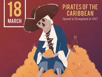 Pirates of the Caribbean Anniversary Illustration disney disneyland gold pirate pirates of the caribbean skeleton