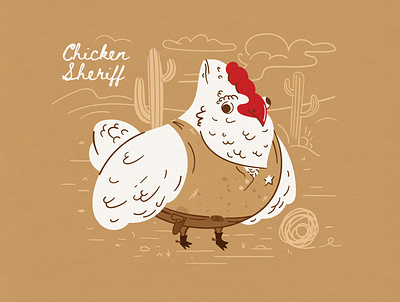 Chicken Sheriff checken desert illustration sheriff vector western