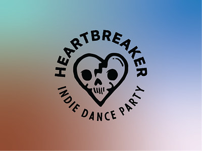 Heartbreaker - Indie Dance Party Logo branding broken heart dead heart illustration indie logo party skull vector