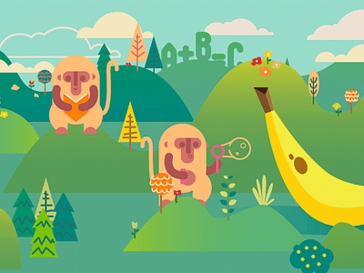 Math Chimp illustration & Site Design childrens cute forrest learning math monkey monkeys