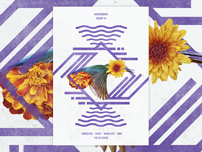 D4D Presents Aug 2014 bird centered d4d flower flyer geometric minimal party pokemon poster tribal vector