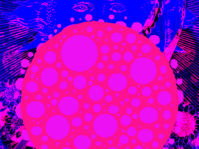 Psychedelic Moon bold bright cracked out colors psychedelic sun