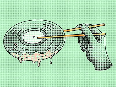 Do the dip chopsticks dip halftone hand illustration records